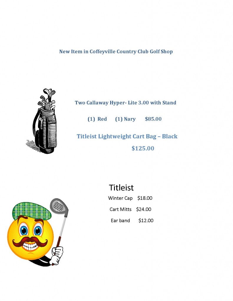 New Items In The Golf Shop « Coffeyville Country Club